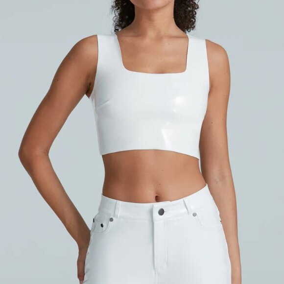Commando White Faux Patent Leather Crop Top - Picture 1 of 5